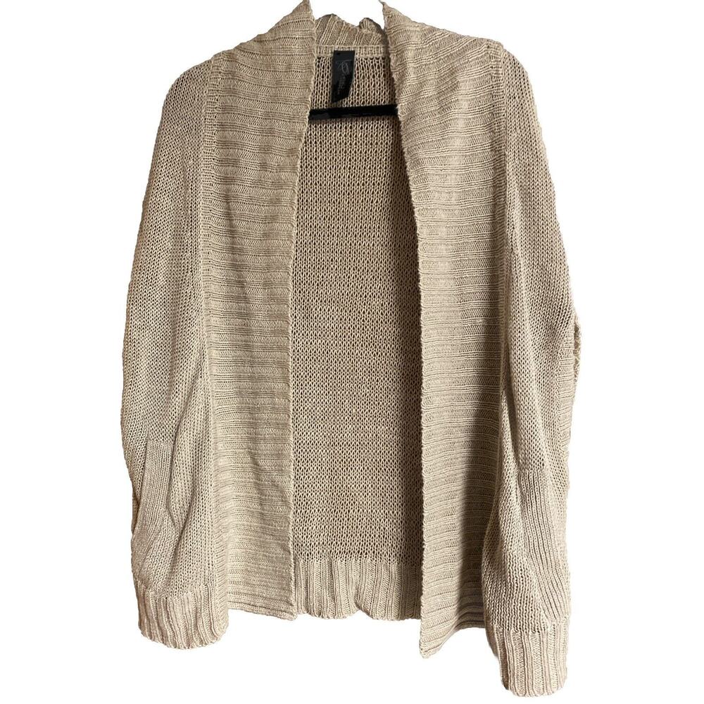 Zero Maria Cornejo Beige Linen Chunky Long Cardigan Sweater Shrug Size Med